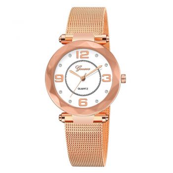 Ceas Dama elegant Geneva, bratara metalica, CS814, rose-gold