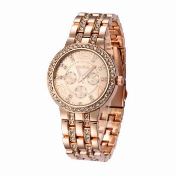 Ceas Dama, Geneva CS154, bratara metalica, cadran cu cristale, model casual