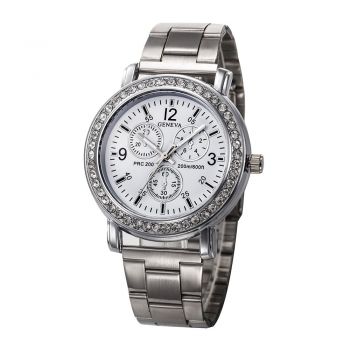 Ceas Dama Geneva CS685, bratara metalica, stil elegant, cadran cu cristale