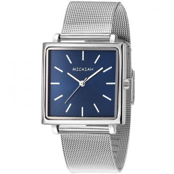 Ceas dama Micaiah CS1036, bratara metalica, stil elegant, model argintiu, cadran albastru