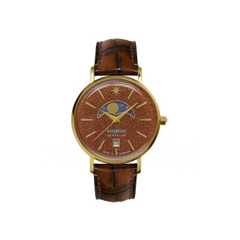 Ceas dama  model Luna - piele ecologica - 36mm - 5 ATM - maro