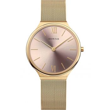 Ceas dama  Ultra-Slim - 34mm - bratara metalica aurie - 3 ATM