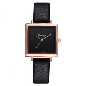 Ceas de dama elegant Dicaihong CS1090, curea piele, model negru