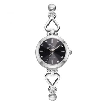 Ceas de dama elegant Disu CS1058, bratara metalica, model negru