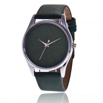 Ceas de dama elegant Geneva CS143, curea piele, model verde