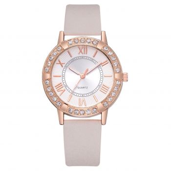 Ceas de dama elegant Geneva CS146, curea piele, cadran cu cristale