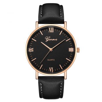 Ceas de dama elegant Geneva CS679, curea piele neagra