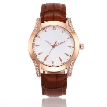 Ceas de dama elegant Geneva CS699, curea piele, cadran cu cristale