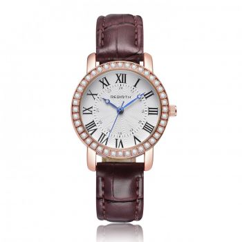 Ceas de dama elegant REBIRTH, curea piele, cadran cu cristale