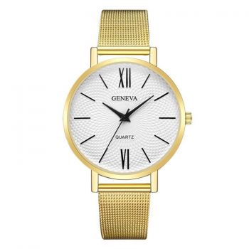 Ceas de dama Geneva CS659, bratara metalica, stil Fashion