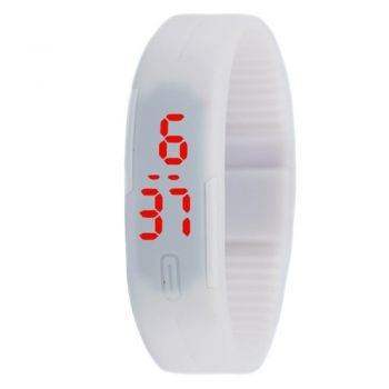 Ceas unisex SPORT LED, curea silicon, model alb, CS1006