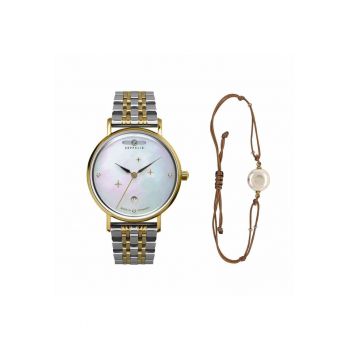 Set ceas/bratara dama - Zeppelin - 7131M5  - Otel - Quartz - Cristale Swarovski - 36 mm - Argintiu/Auriu