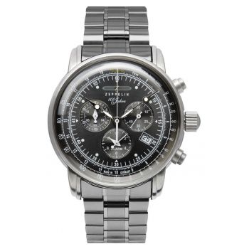 Ceas  7680M-B-2 - cronograf - negru - argint - 5 ATM - bratara din inox