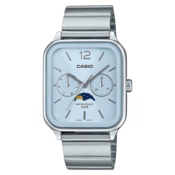 Ceas barbatesc  afisaj fazele lunii - cadran albastru deschis - 34x09.3mm