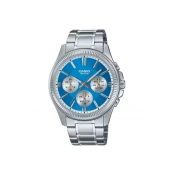 Ceas barbatesc  DAY DATE MULTIFUNCTION - albastru deschis - bratara din otel inoxidabil - rezistent la apa 5 atm