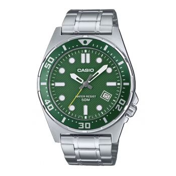 Ceas barbatesc  MTD-135D-3A - mecanism quartz - bratara si carcasa din otel inoxidabil - verde - 44x9mm