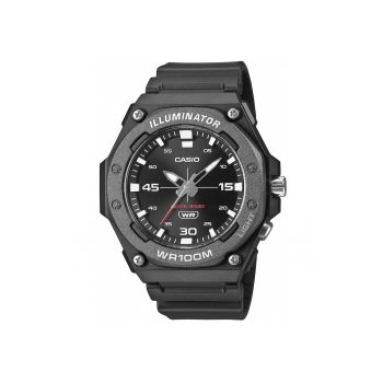 Ceas barbatesc  MW-620H-1AVDF - rezistent la apa 10 BAR - iluminare LED - negru - 46mm - set cu cutie