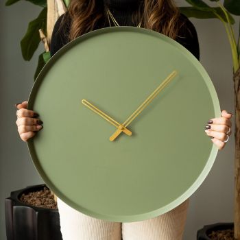 Ceas de perete, Earthy Metal Wall Clock, OŢEL, Dimensiune: 49 x 49 cm, Verde