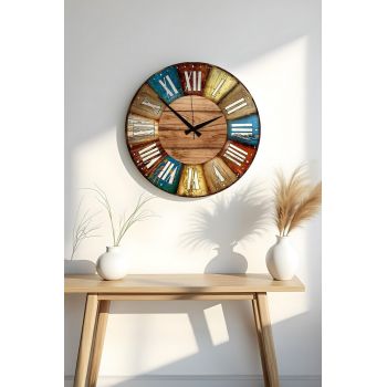 Ceas de perete, Huhuas00002, MDF, Dimensiune: 50 x 50 cm (1 bucată), Multicolor