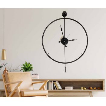 Ceas de perete, Mclock-00102, Metal, Lățime: 58 cm Înălțime: 80 cm Adâncime: 7 cm, Negru
