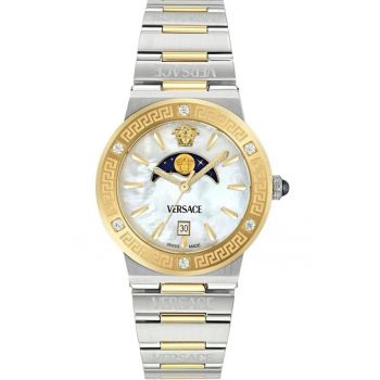 VE7G00524 Ladies Watch Greca Logo Moonphase Diamonds 38mm 5ATM