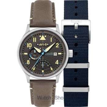Ceas AVI-8 AVI-8 AV-4101-09 Mens Watch Hawker Hurricane McKellar Dual Time GMT 44mm 5ATM