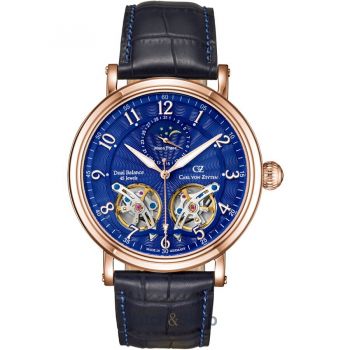 Ceas Carl&nbsp;von&nbsp;Zeyten Carl von Zeyten CVZ0054RBLS Murg Moon Phase Automatic Mens Watch 46mm 5ATM