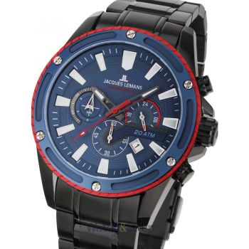 Ceas Jacques&nbsp;Lemans Jacques Lemans 1-2141G Liverpool Chronograph Mens Watch 48mm 20ATM