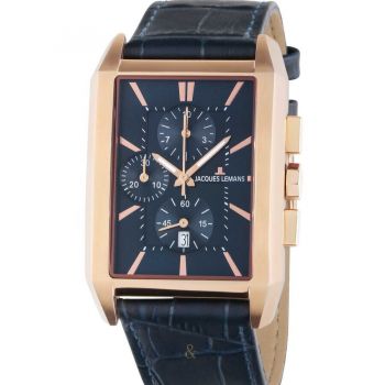 Ceas Jacques&nbsp;Lemans Jacques Lemans 1-2161G Torino squarer Mens Chronograph 34mm 5ATM