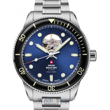 Ceas Swiss&nbsp;Military Swiss Military SMA34106.12 Mens Watch Automatic Open-Heart Diver 42mm 20ATM